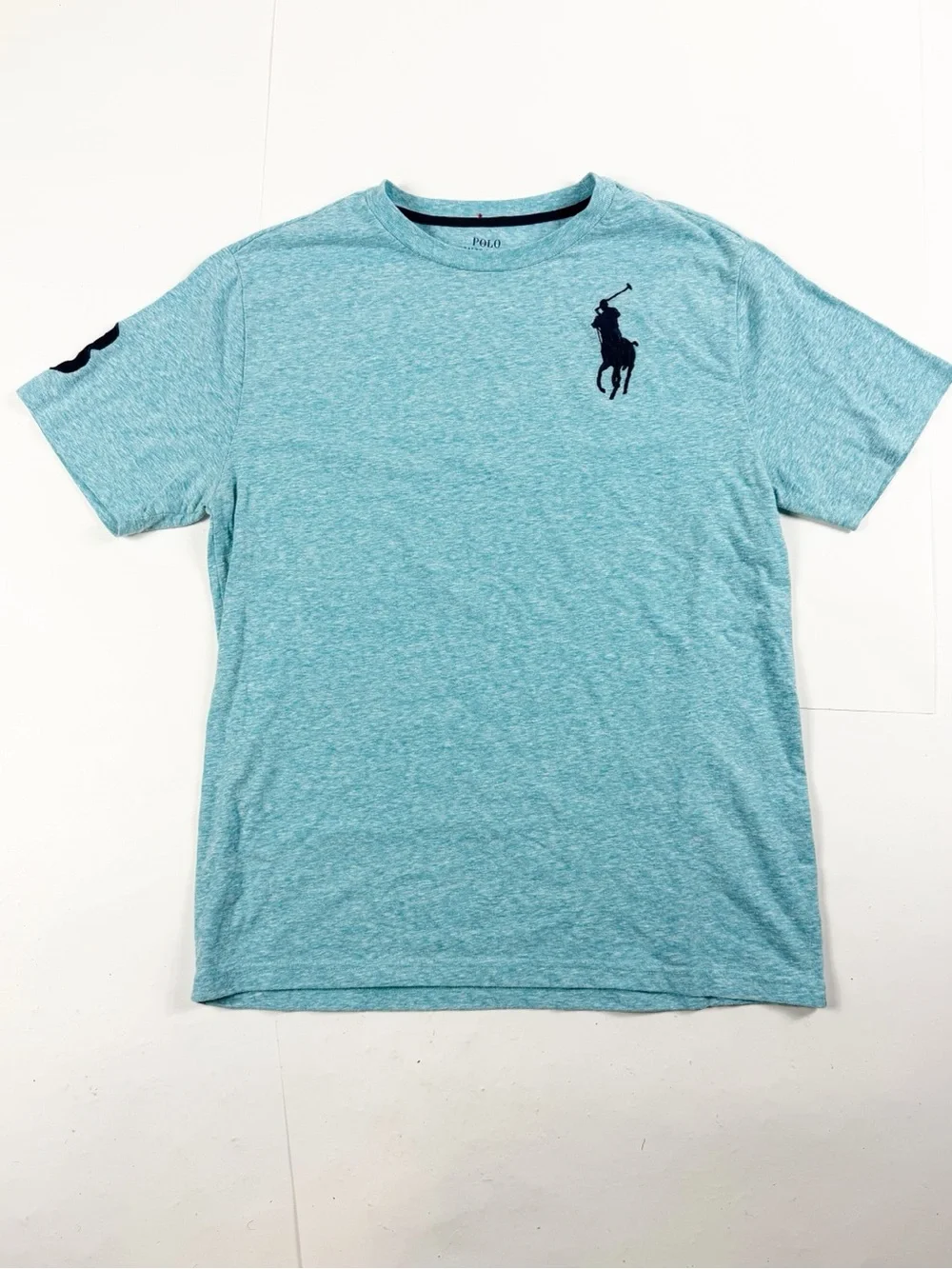 Polo by Ralph Lauren Heather Aqua Short Sleeve‎ Crew Tee with Navy Pony